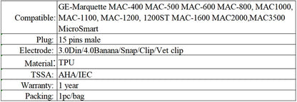 Compatible with GE mac500 800 1100 1200st1600 2000 ECG split cable