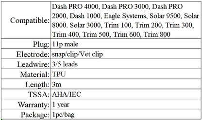 ECG / EKG cable Compatible with GE Dash 3000 4000 2000 B20 30 650 monitor - Trunk Cable - 11 Pin 5 leads