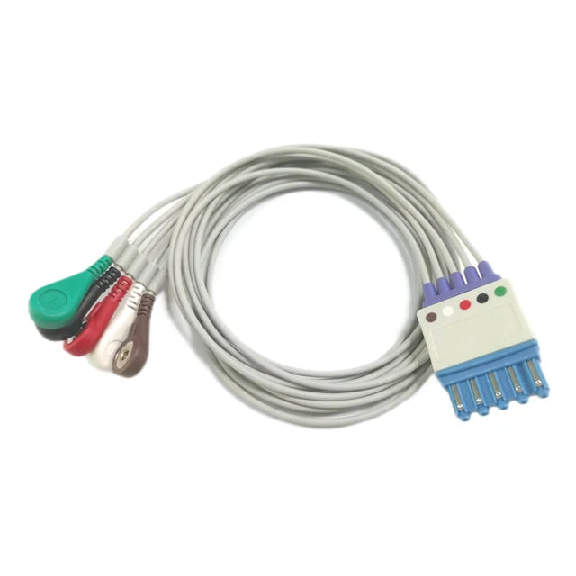 compatible HP M1645A New HPM3000A,M3001A,M1001A/B,M1002A/B,78352C,78354C,AHA/IEC,snap or clip 5-lead ECG EKG leadwires Snap type