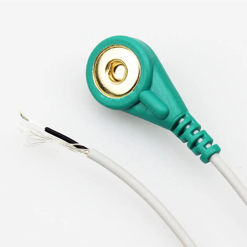 ecg snap button electrode lead wire cable