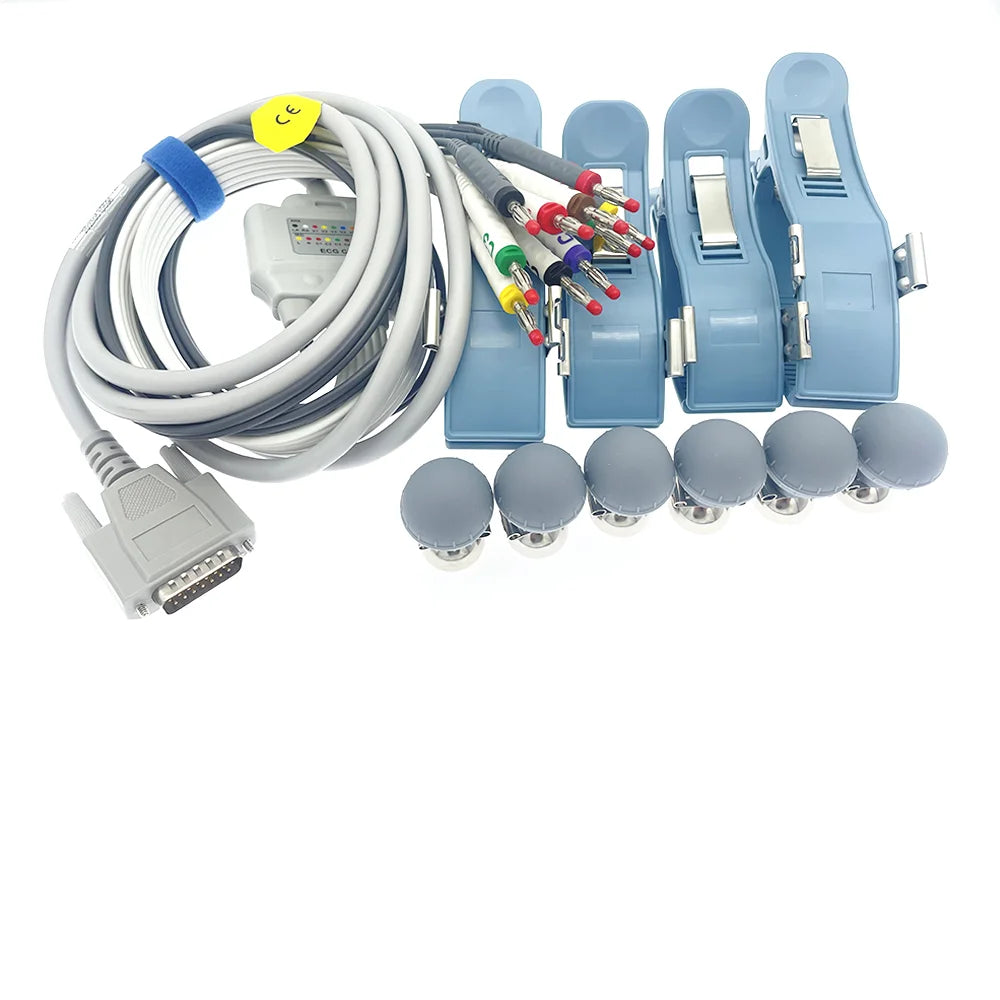 【one set】Compatible Nihon Kohden ECG/EKG DB15 pin 10 lead ekg cable lead wires ECG-9620/9010/9020 ECG-9022/9110/9130/9132